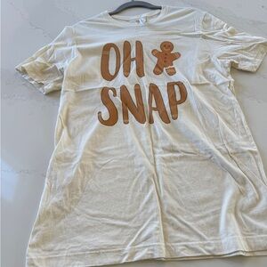 Bella Canvas White Tee with Brown Gingerbread "OH SNAP" Graphic
